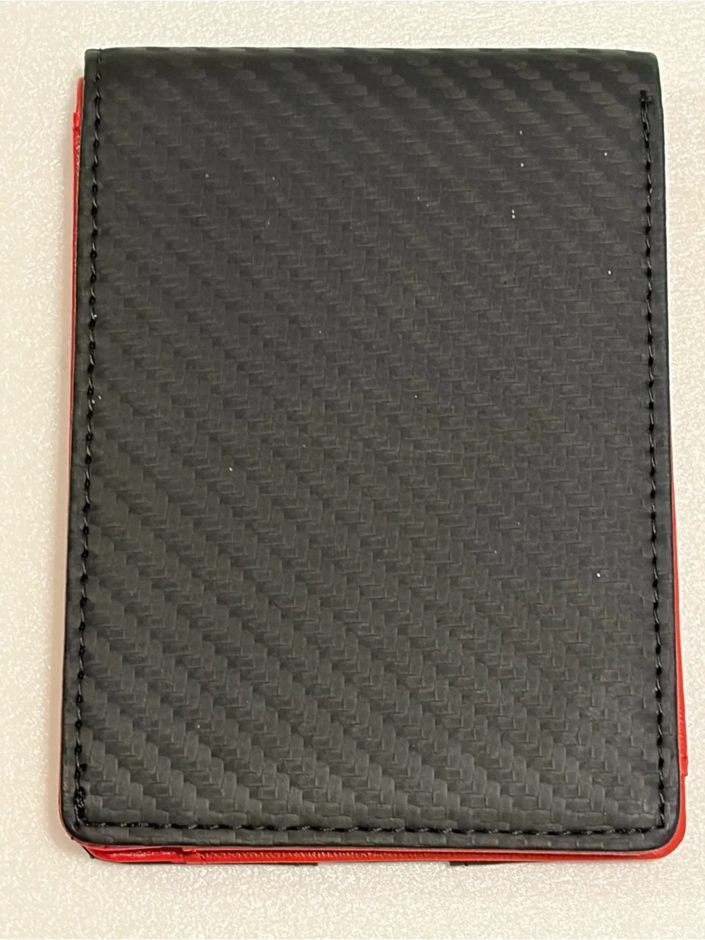 GSOIAX Slim Wallet for Men RFID Blocking Carbon Fiber Front Pocket Black/Red